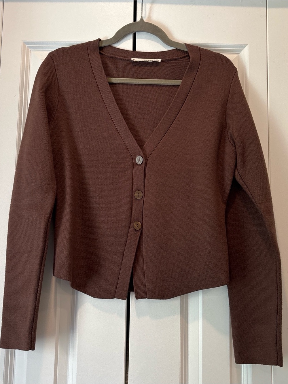 Abercrombie & Fitch Chocolate Brown V-Neck Button Cardigan